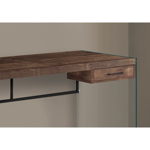 Monarch Specialties I 7444 Computer Desk - 48" Long / Brown Reclaimed Wood/ Glass Panels