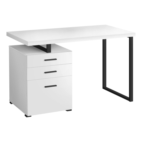 Monarch Specialties I 7646 Computer Desk - 48" Long / White / Black Metal / L/r Face
