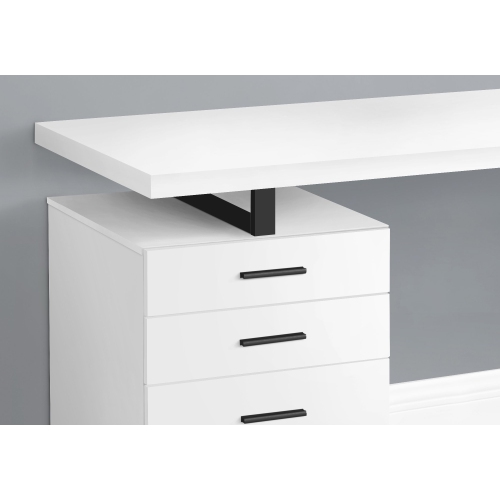 Monarch Specialties I 7646 Computer Desk - 48" Long / White / Black Metal / L/r Face