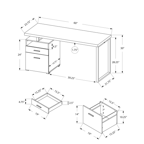 Monarch Specialties I 7145 Computer Desk - 60" Long / Dark Taupe / Silver Metal