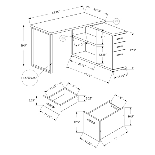 Monarch Specialties I 7133 Computer Desk - White Left Or Right Facing Corner