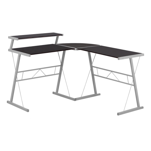Monarch Specialties I 7171 Computer Desk - Espresso Top / Silver Metal