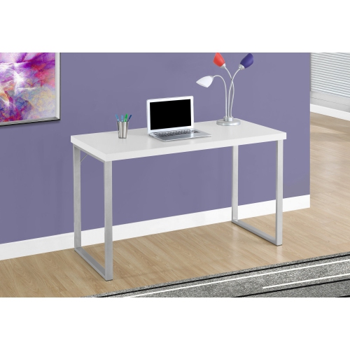 Monarch Specialties I 7154 Computer Desk - 48" Long / White / Silver Metal