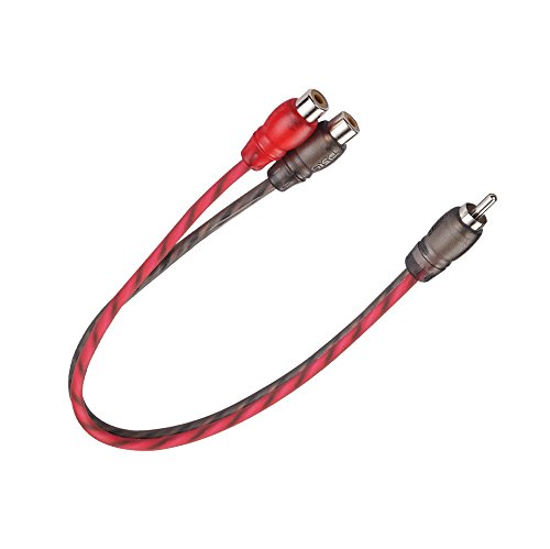 DS18 RCA-1M2F Splitter 1 Male to 2 Female Y Connector Car Audio Cable 2 Pack