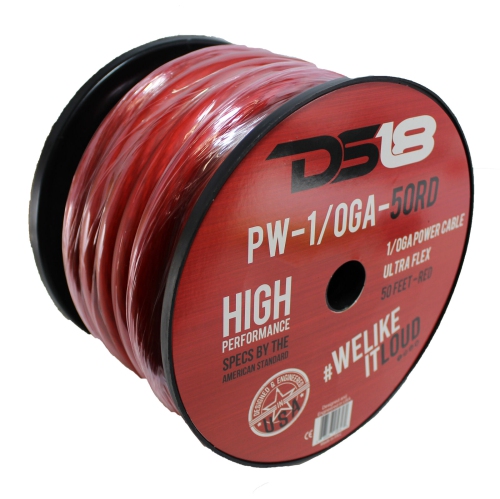 DS18 PW-1/0GA-50RD 50ft Ultra Flex CCA 1/0 Gauge Red Power Cable