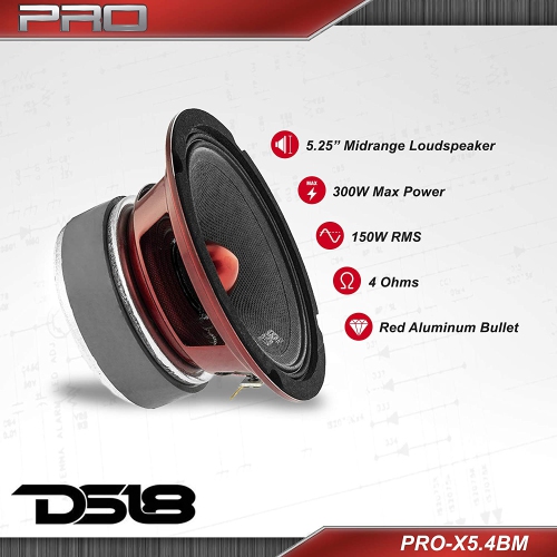 DS18 PRO-X5.4BM 5.25" Midrange Speaker 4-ohm, 300 Watt - Sold Individually