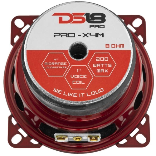 DS18 PRO-X4M 4" Midrange Speaker 8-ohm, 200 Watt - Sold Individually