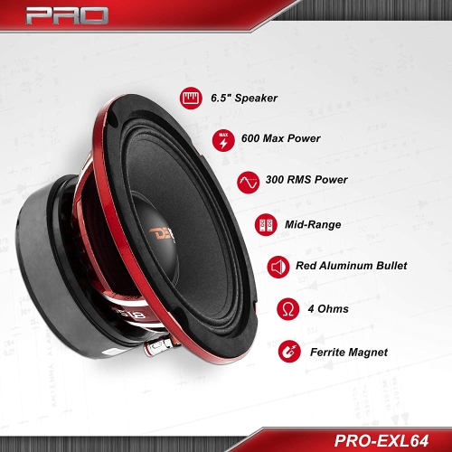 DS18 PRO-EXL64 6.5" Midrange Speaker 4-ohm, 600 Watt - Sold Individually