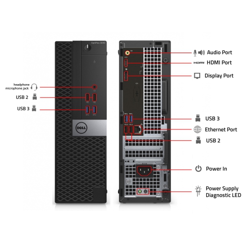 Refurbished - Dell Optiplex 3050 SFF Desktop PC with Dual (2) 24" Monitor Screen Intel i5 7th Gen@4GHz 16GB RAM New 256GB SSD Windows 10 Home WiFi
