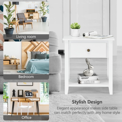 Costway Nightstand Beside Table Chest Sofa Table End Table Accent Table