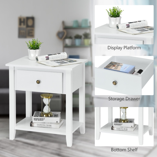 Costway Nightstand Beside Table Chest Sofa Table End Table Accent Table