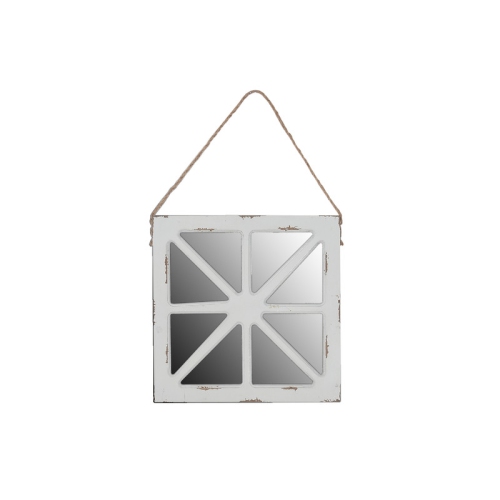 Décoration carrée suspendue en bois avec miroir