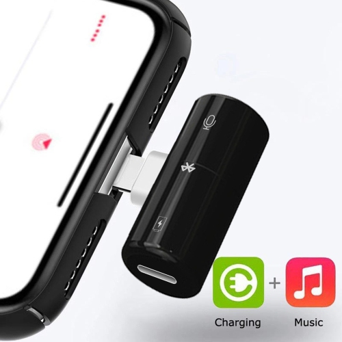 3.5mm Audio + Lightning Charge 2 in 1 for iPhone Adapter Headphone Jack Converter 13 12 11 XR XS X 8 7 Splitter Dual AUX Dongle - White