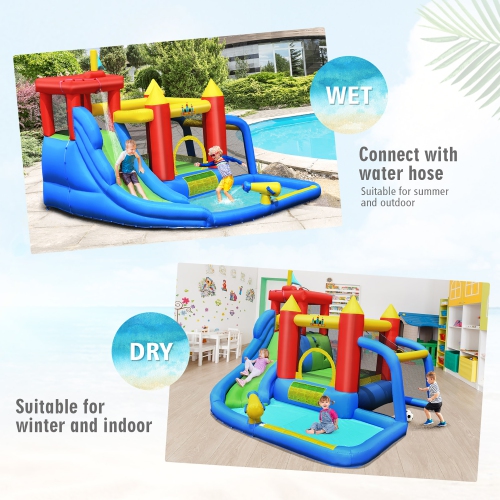 Costway Inflatable Bouncer Water Slide Bounce House Splash Pool without Blower