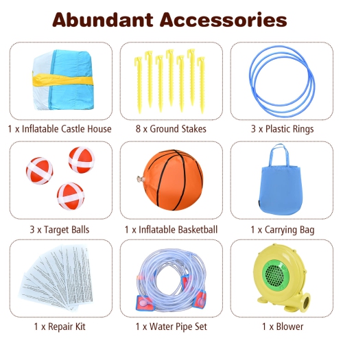 Costway Inflatable Water Slide Park Bounce House Climbing Wall W/ 950W Blower