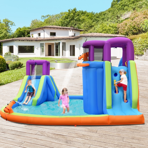 Costway 6 in 1 Inflatable Dual Slide Water Park Climbing Bouncer
