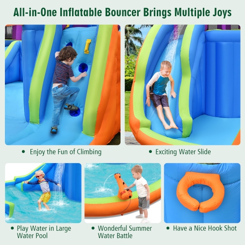 Costway 6 in 1 Inflatable Dual Slide Water Park Climbing Bouncer