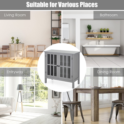 Costway Storage Buffet Cabinet Glass Door Sideboard Console Table Server