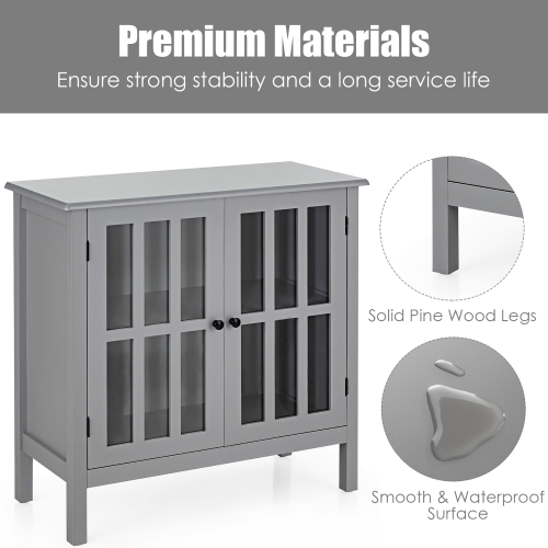 Costway Storage Buffet Cabinet Glass Door Sideboard Console Table Server