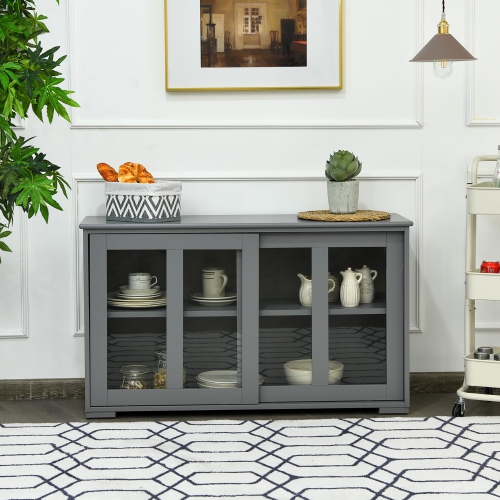 Costway Kitchen Storage Cabinet Sideboard Buffet Cupboard w/ Sliding Door Gray