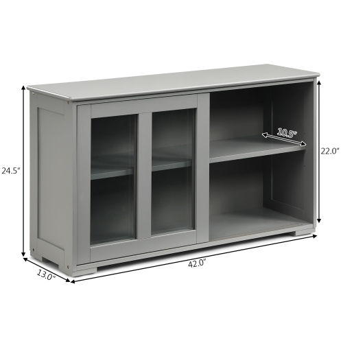 Costway Kitchen Storage Cabinet Sideboard Buffet Cupboard w/ Sliding Door Gray
