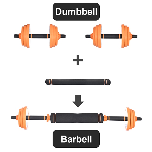 EILISON Adjustable Dumbbells Set-44 lbs, Dumbbell Barbell 3 in 1, Solid & Configurable with Rubbery Protective Cover, Easy Assembly & Save Space, Home Gym Equipment for Men & Women