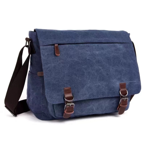 Sac messager pour portable Splid avec fermeture à glissière à l’avant. Toile cirée grande capacité imperméable - Bleu