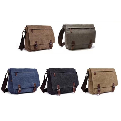 Splurg'd Laptop Messenger bag with front zipper. Waxed canvas water resistant Large capacity - Beige