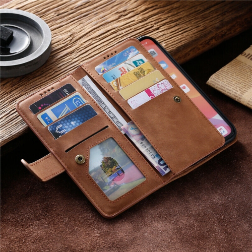 Wallet Leather Magnetic Case Shockproof Leather Zipper Flip Cover Credit Card Holder fir iPhone 12 / 12 Pro