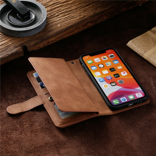 Wallet Leather Magnetic Case Shockproof Leather Zipper Flip Cover Credit Card Holder fir iPhone 12 / 12 Pro