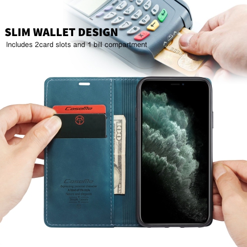 CaseMe Wallet Case Anti-Fall Retro Handmade Leather Magnetic Flip case Card Slot for Samsung S21