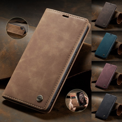 CaseMe Wallet Case Anti-Fall Retro Handmade Leather Magnetic Flip case Card Slot for Samsung S21