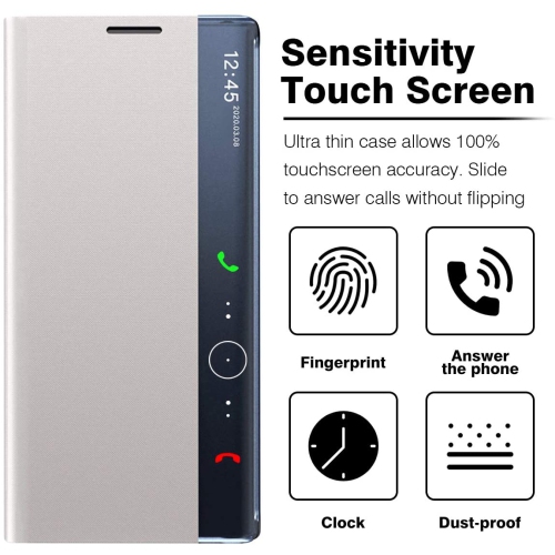 Smart Clear View Flip Phone Case Leather Kickstand Cover for Samsung Galaxy S21 Ultra