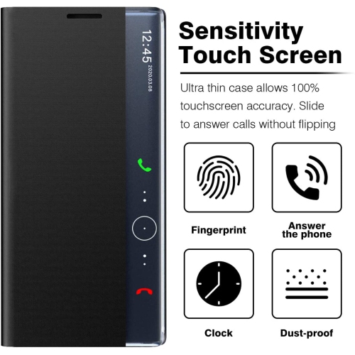 Smart Clear View Flip Phone Case Leather Kickstand Cover for Samsung Galaxy S21 Ultra