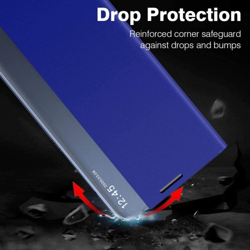 Smart Clear View Flip Phone Case Leather Kickstand Cover for Samsung Galaxy S21 Ultra