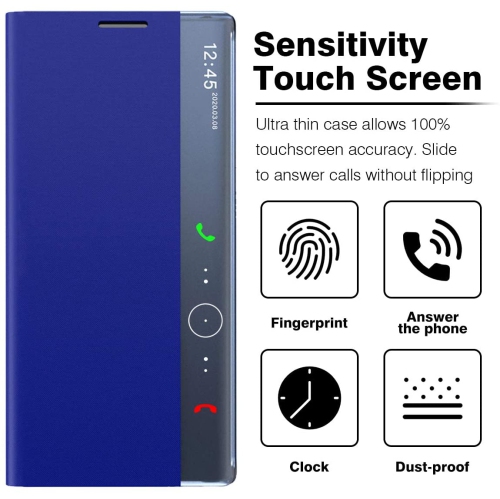 Smart Clear View Flip Phone Case Leather Kickstand Cover for Samsung Galaxy S21 Ultra