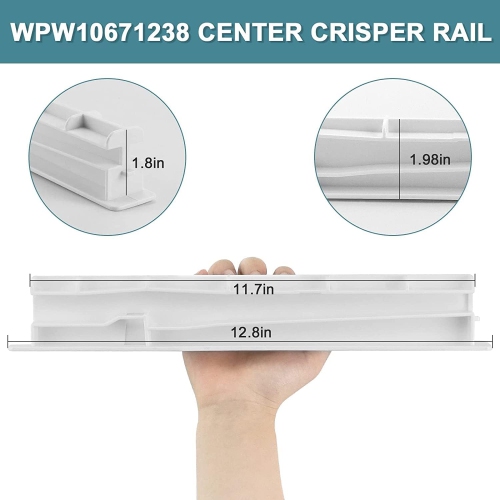 WPW10671238 OEM Whirlpool Refrigerator Crisper Drawer Slide Rail
