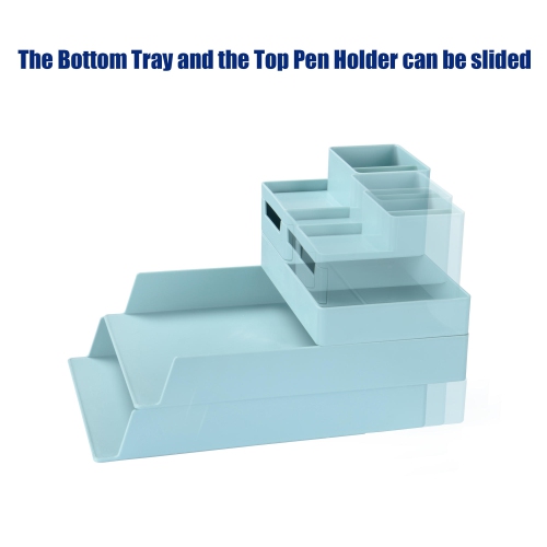 Desktop Stacking Tray Organizer for Office Home, 5-Tier, Plastic - Green