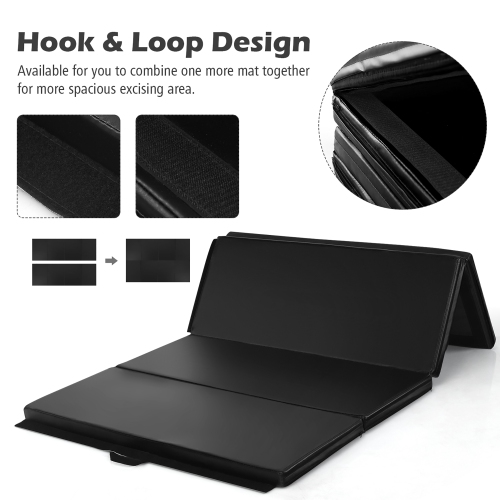 Goplus 4'x6'x2'' Gymnastics Mat PU Thick Folding Panel Gym Fitness