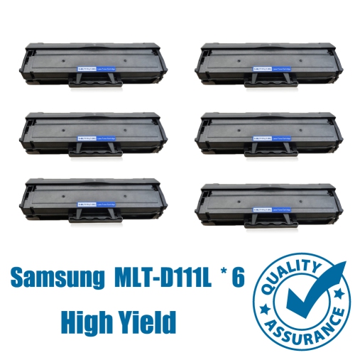 Printer Pro™ 6 Pack Samsung MLT-D111L Black Toner Cartridge-Samsung Printer M2020/M2070