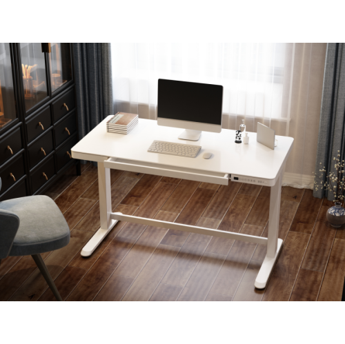 48 x 24 inch All-in-One Electric Standing Desk with Drawer, Height Adjustable Sit to Standing Computer Workstation Riser with Glass Tabletop and