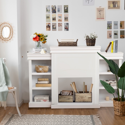 Costway 70'' Fireplace TV Stand Modern Media Entertainment Center Bookcase