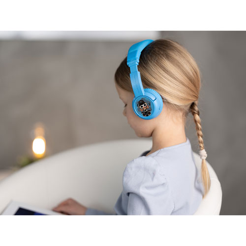 BuddyPhones PLAY+ (Plus) On-Ear Sound Isolating Bluetooth Headphones - Cool Blue