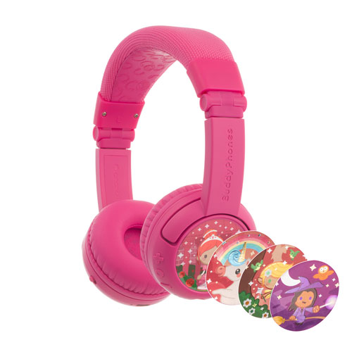 BuddyPhones PLAY+ On-Ear Sound Isolating Bluetooth Headphones - Rose Pink