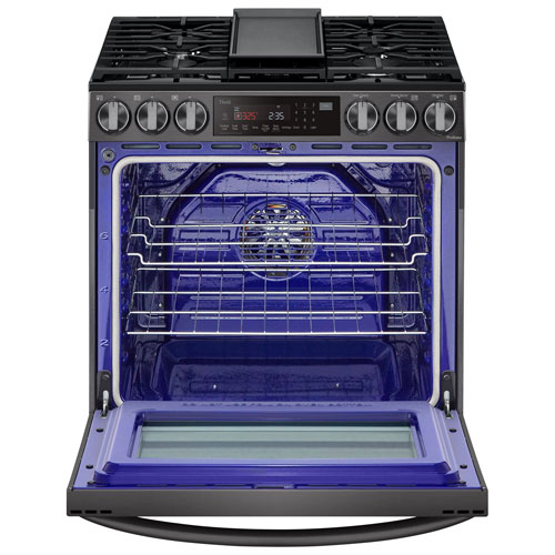 LG 30" 6.3 Cu. Ft. True Convection 5-Burner Slide-In Gas Air Fry Range (LSGL6335D) - Black Stainless