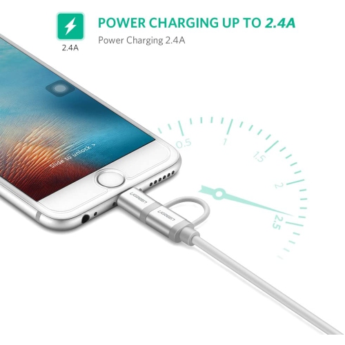 [2Pack]UGREEN Micro-USB to USB Cable with Lightning Adapter