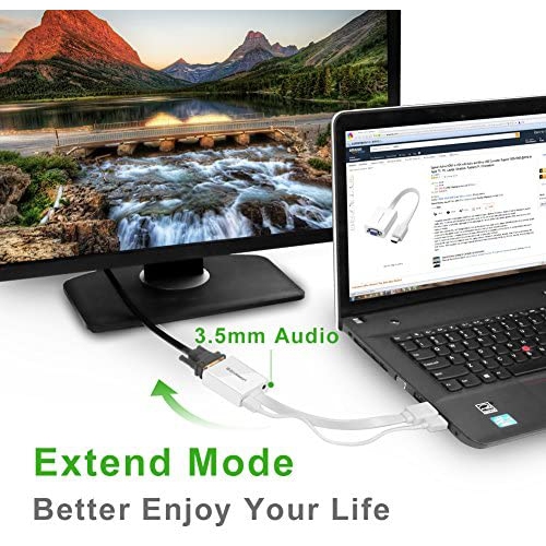 UGREEN HDMI to VGA Adapter with Audio Converter and Micro-USB Cable, White