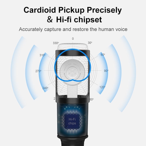 USB Computer Studio Recording microphone condensateur pour diffusion en continu microphone avec trépied