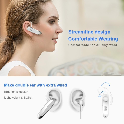 Écouteurs boutons sans fil à une oreille 24 heures Écouteurs boutons blancs