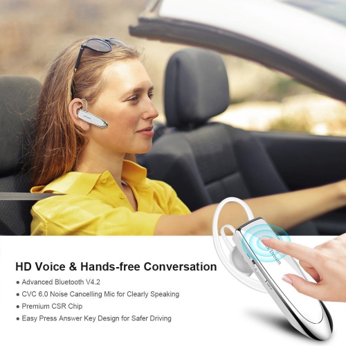 Écouteurs boutons sans fil à une oreille 24 heures Écouteurs boutons blancs